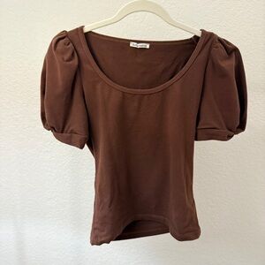 Reformation Brown Puff Sleeve Top • size small